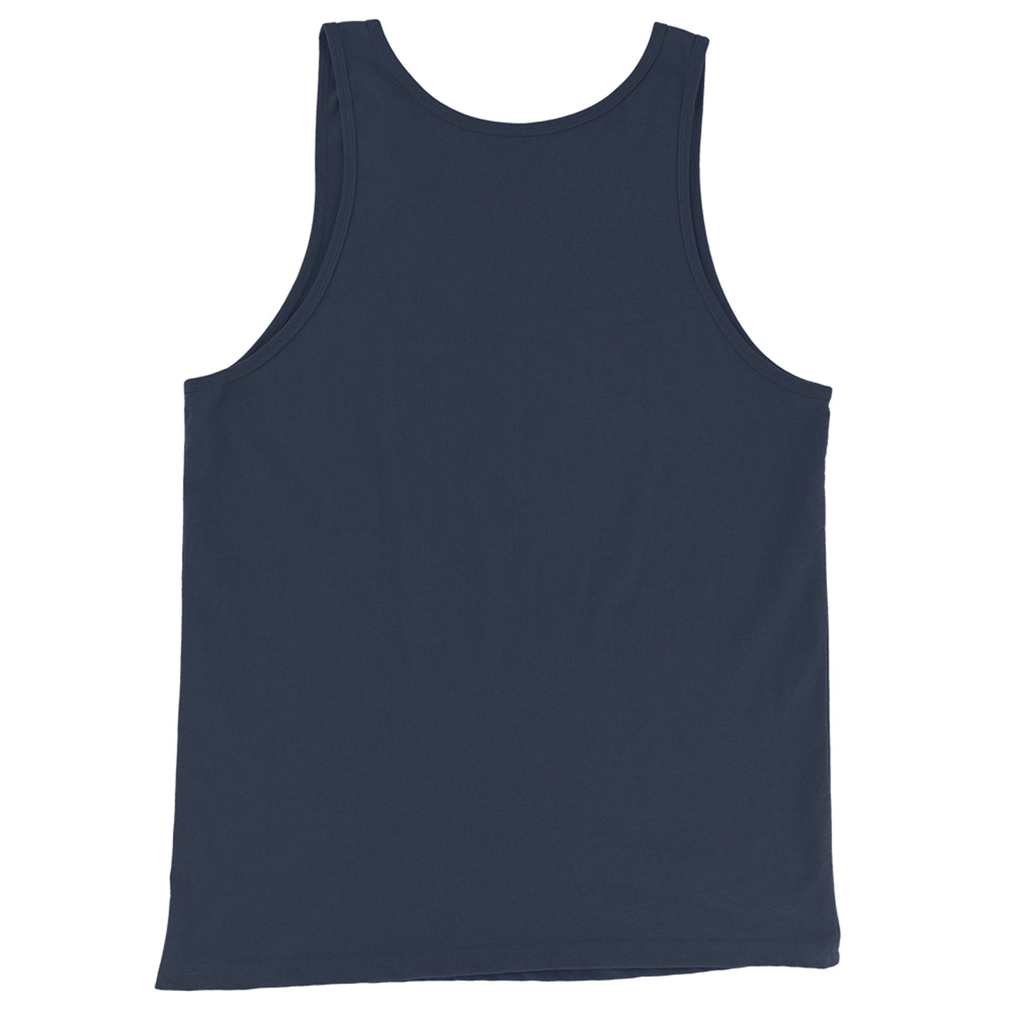 A classic tank top made from soft ringspun cotton, shown from the back in navy blue and laid flat on a white background. It features a simple, plain design with no visible logos or patterns.