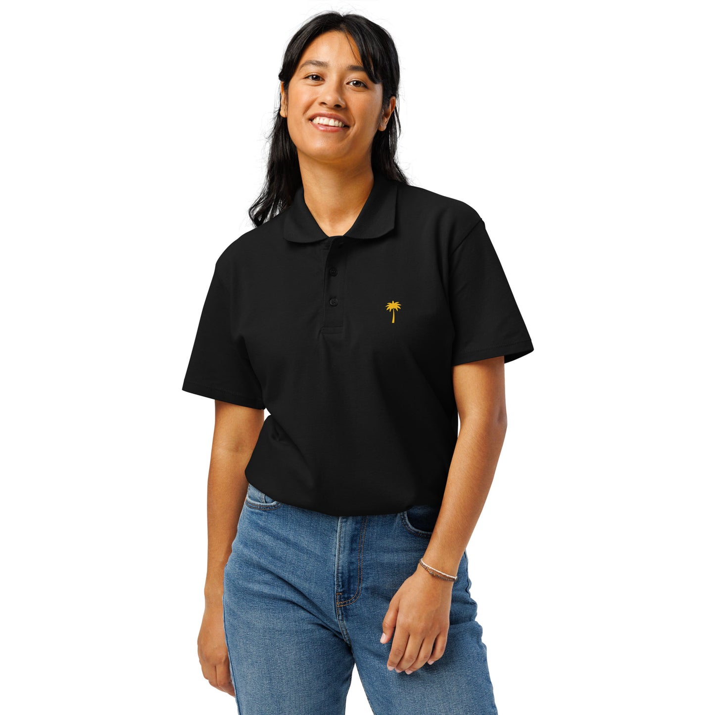 "Perry" Premium Pique Polo | Unisex | Gold Palm