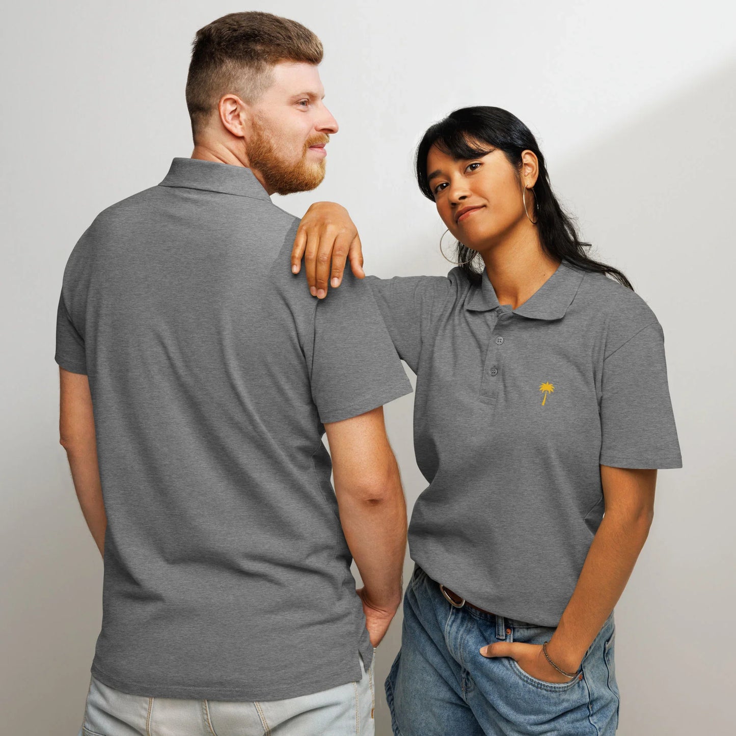 "Perry" Premium Pique Polo | Unisex | Gold Palm