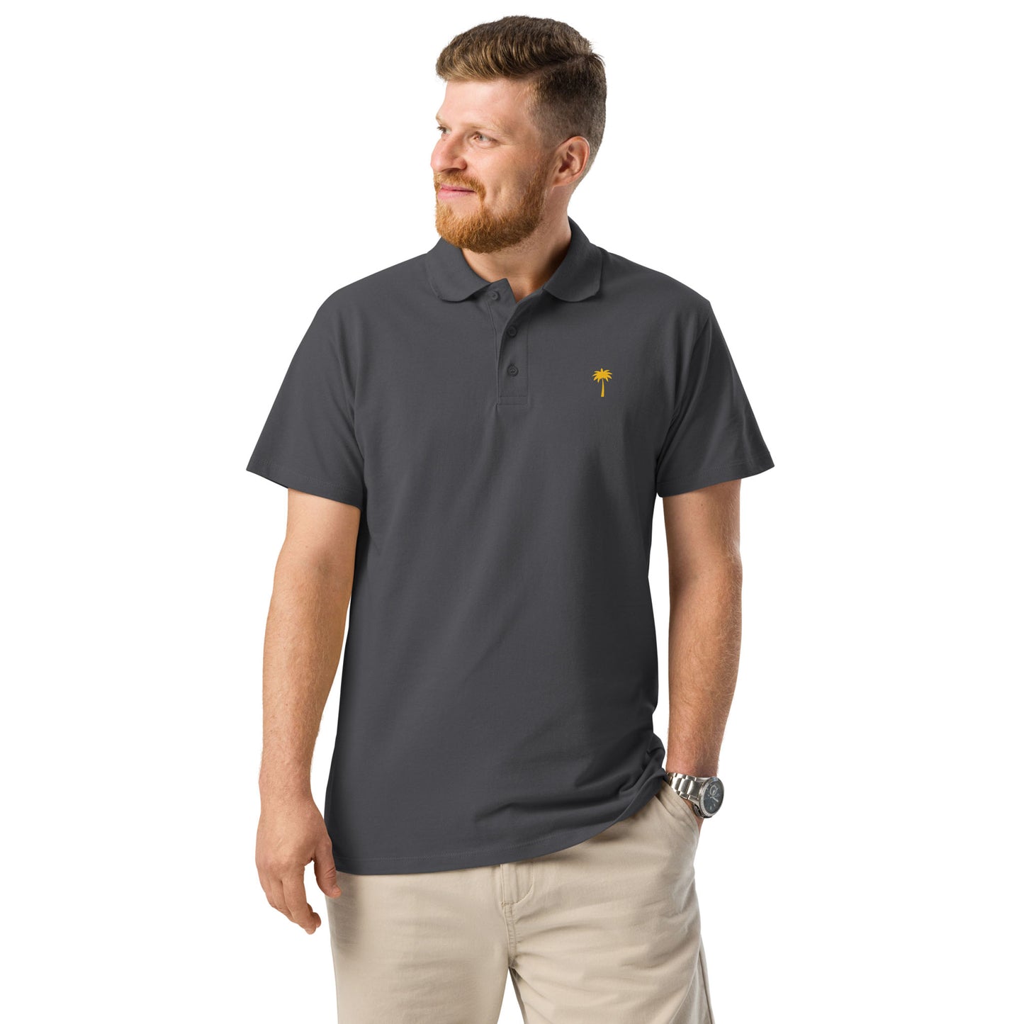 "Perry" Premium Pique Polo | Unisex | Gold Palm