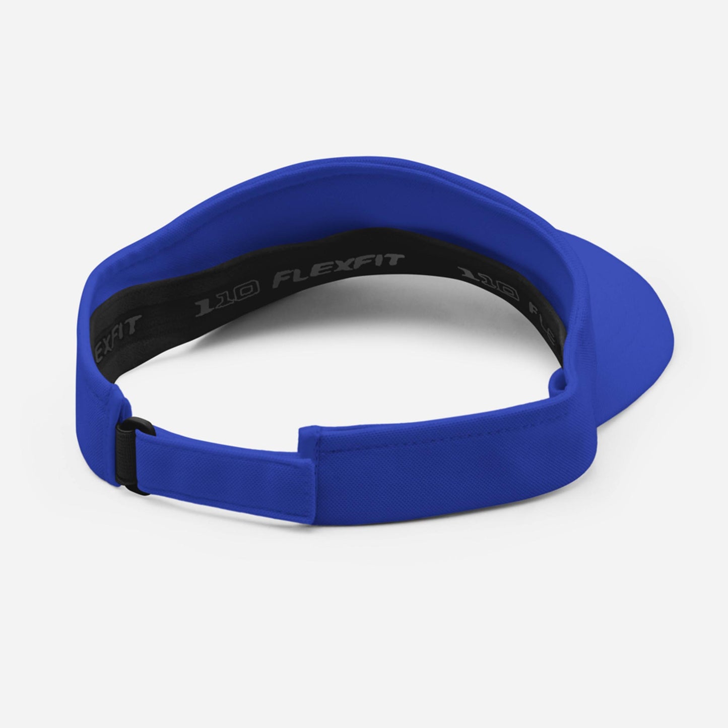 A royal blue Mambí Flexfit sports visor shown from the back, featuring an adjustable strap and black inner band, set against a plain white background.