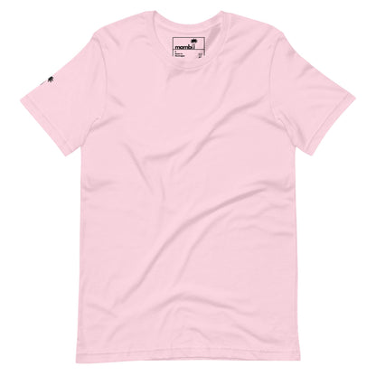 Light pink short-sleeve t-shirt featuring a small black palm tree logo on the left sleeve and a collar label reading Mambí. The shirt is plain with no other visible designs or graphics.