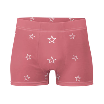 Mambí pink boxer briefs featuring a white star pattern, displayed on a plain white background.