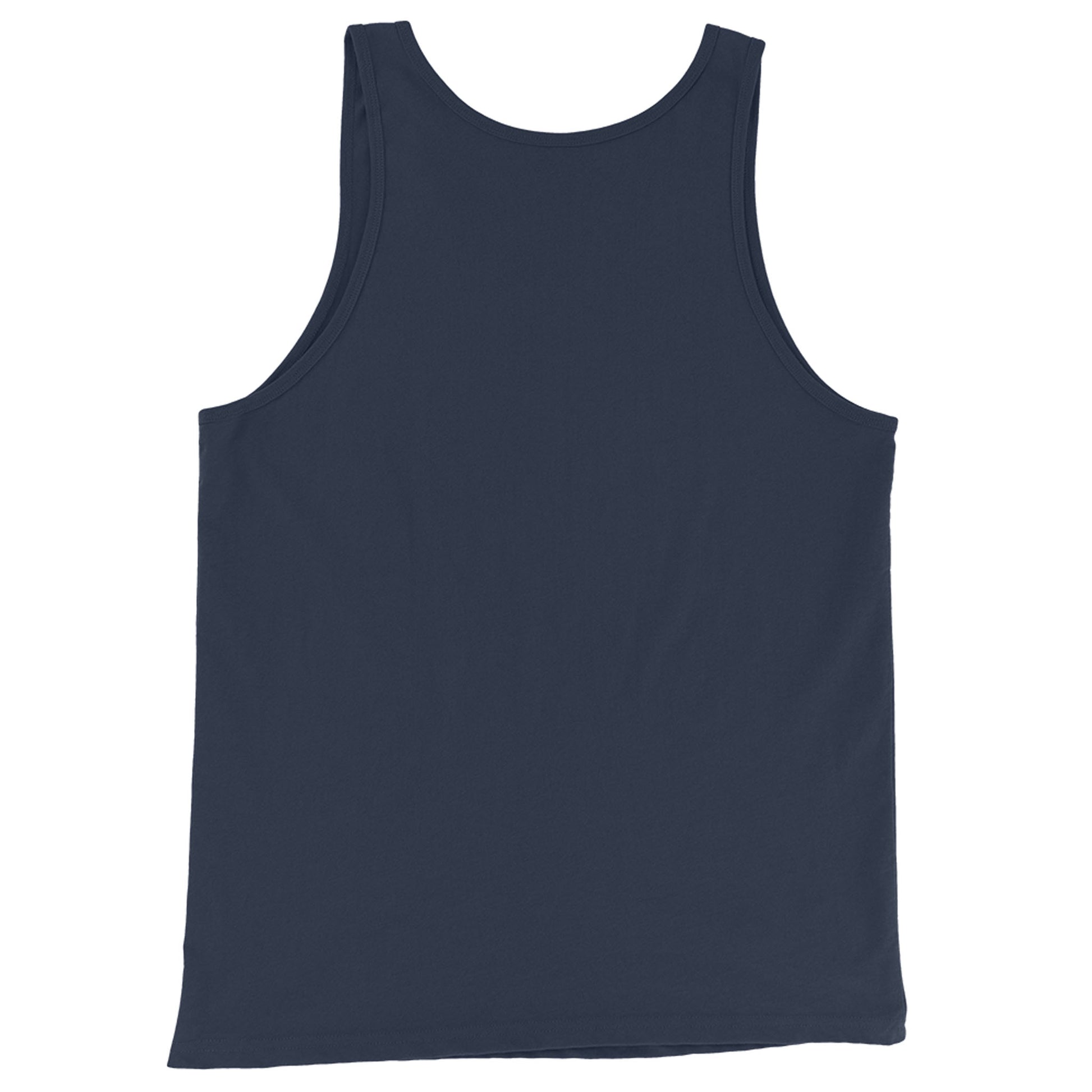 A classic tank top made from soft ringspun cotton, shown from the back in navy blue and laid flat on a white background. It features a simple, plain design with no visible logos or patterns.