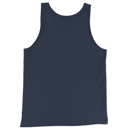 A classic tank top made from soft ringspun cotton, shown from the back in navy blue and laid flat on a white background. It features a simple, plain design with no visible logos or patterns.