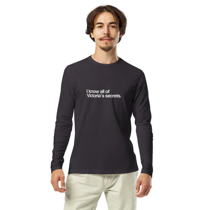 "Secrets" Fitted Long-Sleeve Graphic Tee | Men's | White Print